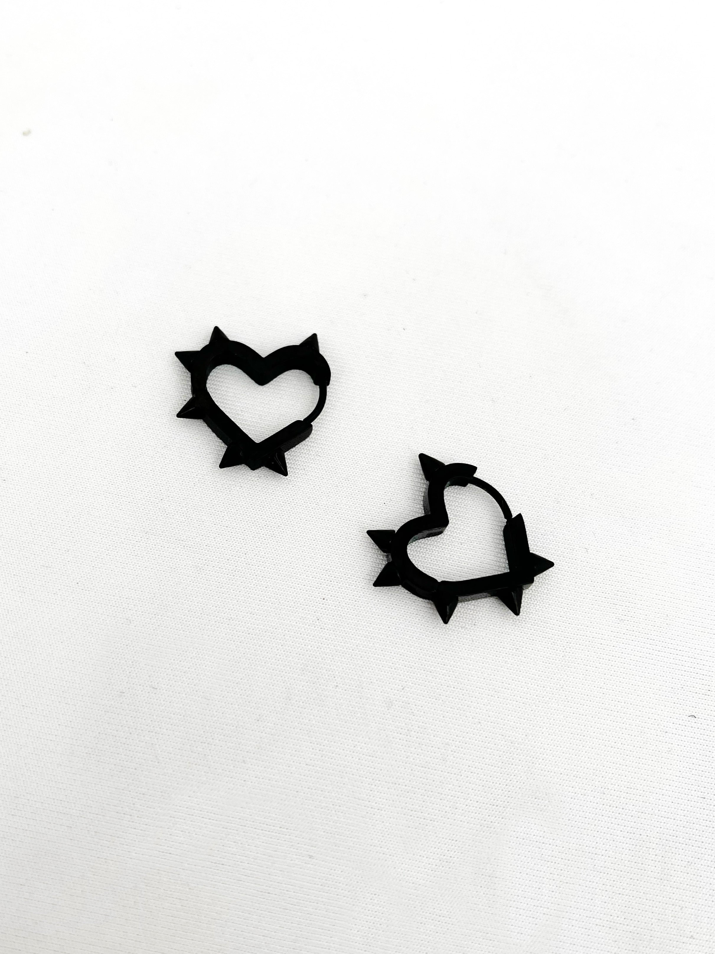 Black studded heart Earrings