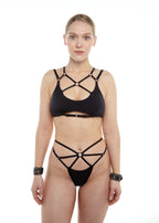 Andaluz Top – Strappy Black Jersey Lingerie / Festival Top (Ready to ship)
