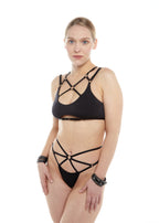Andaluz Top – Strappy Black Jersey Lingerie / Festival Top (Ready to ship)