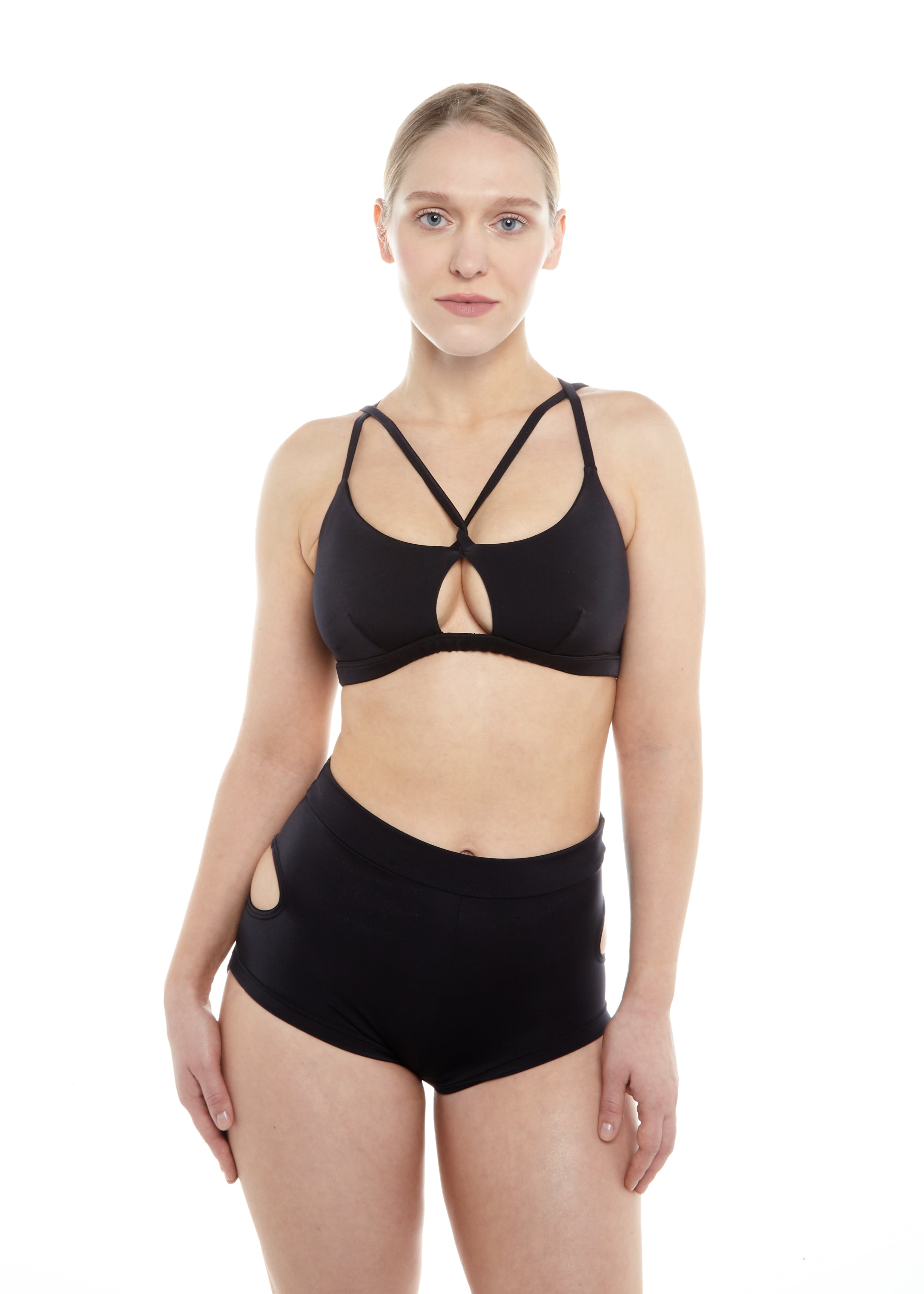 Le Danseur Top — Black Jersey Sports Top | Criss-Cross Dancewear