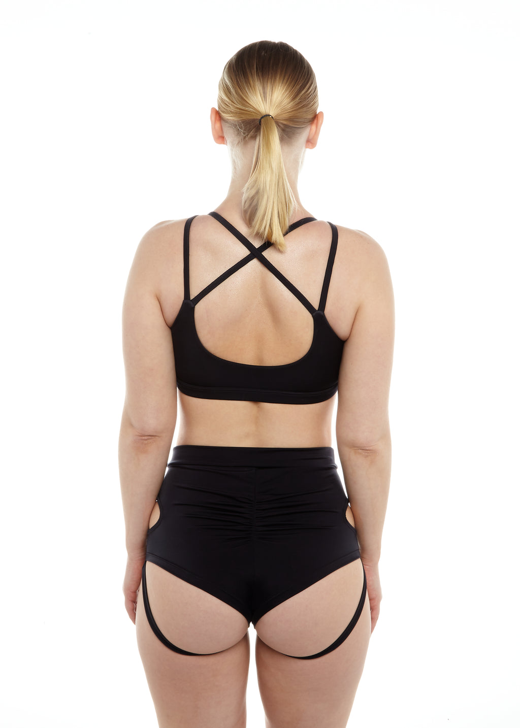 Le Danseur Top — Black Jersey Sports Top | Criss-Cross Dancewear