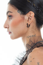 Black studded heart Earrings