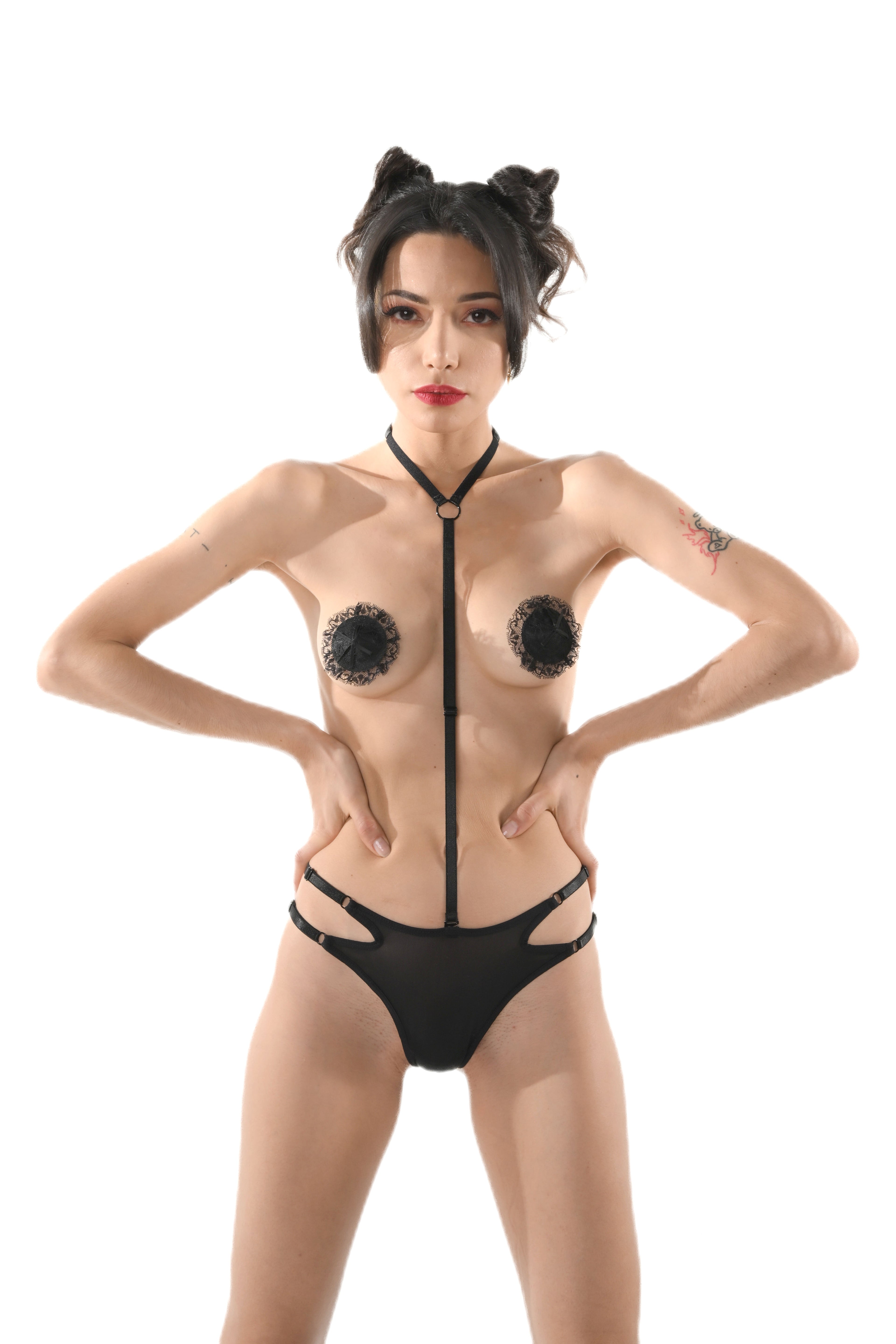 Oracle Panties – Sheer Mesh Thong with Removable Neck Accessory